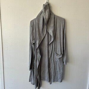 JUICY Y2K Robe Womens L/XL Gray Pockets Hooded Missing Belt FLAW